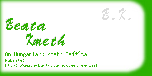 beata kmeth business card